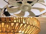 (Same as W882P144352) 22 Inch New Boho Caged Ceiling Fan With Enclosed Rattan 6 Speeds Remote W882P383724