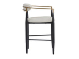 Barstools Set of 2, Upholstered Bar Stools with Back for Kitchen Island, Beige Faux PU Leather N779P248198P