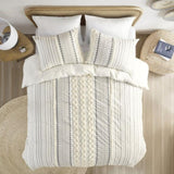Full/Queen Cotton Printed Duvet Cover Set with Chenille B03596527