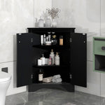 ZUN Black Triangle Bathroom Storage Cabinet with Adjustable Shelves, Freestanding Floor Cabinet for Home 62126568