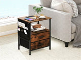 Nightstand with LED Lights & Charging Station, 2 Folding Fabric Drawers 64867151