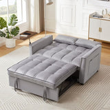 Grey Velvet Loveseat Sleeper Sofa Bed with Side Table W588132116