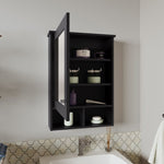 ZUN Medicine Cabinet 29" H, with 5 Shelves, 1 Door, and 1 Mirror, Black B097P250881