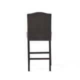 Set of 2, 26.25" Upholstered Counter Height Barstools with Nailhead Trim, Brown and Walnut, PU 62369.00PU