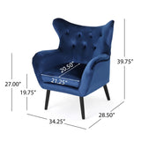 Seigfried Mid-Century Velvet Arm Chair, Navy Blue / Black, 28.5D x 34.25W x 39.75H in 56589.00NVLTNBLU