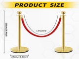 4PCS Gold Stanchions Posts with 3PCS 5 ft Red Velvet Rope, Red Velvet Rope Stanchion Set Crowd 82790291