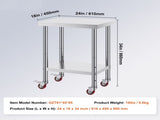 Stainless Steel Work Table 24 x 18 x 34 Inch, 700 LBS Capacity with Wheels, Adjustable Heights, 52516507
