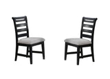 ZUN Modern 2pc Dining Chairs Black Ladder Back Frame Upholstered Cushion Seat Rubberwood Kitchen Dining B011P218339