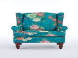 Modern Accent with Retro Wood Legs, Comfy Upholstered Armchair, Floral Design Single Sofa 90825210