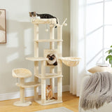 ZUN 59" Cat Tree,Cat Tower for Large Cats,Multi-Level Cat Tower 3 Removable Pompom Sticks,Cat Condo 09127955