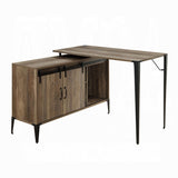 ZUN Rustic Oak Writing Desk with Sliding Barn Door B062P209220