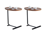 2-pieces Brown C-shaped Side Table, Small Sofa Table for Small Spaces, Living Room, Bedroom 31928625