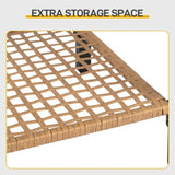 1pcs side table 2pcs rocking chairs, backrest sparsely woven, light yellow rattan, white cushion, 45516320