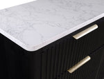 ZUN 1pc Contemporary 2-Drawer Black Nightstand White Top Metal Knobs Modern Design Wooden Bedroom B011P240937