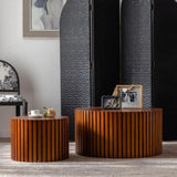 Round Wood Coffee Table for Living Room for Small Space Apartment and No Need Assembly W3081P255018