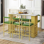 ZUN 7-Piece Multi-Functional Modern Counter Height Dining Bar Table Set with Open Shelves and 6 63869643