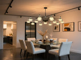 15 Lights Black Vintage Crystal Chandelier Farmhouse Round Hanging Light Fixture for Dining Room 47680282