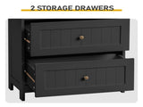 2-Drawer 2-Cabinet-Door Vertical-Grain MDF Painted Bathroom Cabinet 23.62*11.81*43.31in Black 10953563