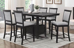 ZUN Charcoal Gray Finish Counter Height Chairs Set of 2, Upholstered Seat and Back Casual Style Dining B011P199755