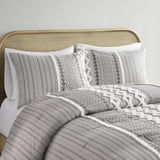 Cotton Printed Comforter Set with Chenille Gray Full/Queen B035128798
