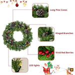 ZUN Pre-lit Xmas Tree Artificial Christmas 4-Piece Set,Garland, Wreath and Set of 2 Entrance Trees X-mas 96959275