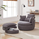 38"W Oversized Swivel Chair with moon storage ottoman for Living Room, Modern Accent Round Loveseat W834P150053