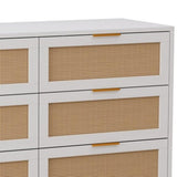 51.18"6-Drawers Rattan Storage Cabinet Rattan Drawer,for Bedroom,Living Room,White 24456467