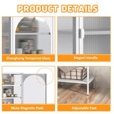 Metal Glass Door Display Storage Cabinet - 5-Tier Cube Bookshelf Storage Cabinet with 3 Adjustable W2735P186328