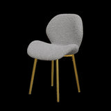 Modern minimalist grey teddy velvet Dining Chairs Set of 2 with sturdy gold metal legs and W1727P251125