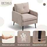 Accent Chair With Metal Black Legs,Comfy Chenille Club Fabric Armchair,Single Sofa Chair for Living W3042P262913