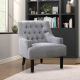 Modern Traditional Accent Chair Gray Chenille Upholstery Button-Tufted Solid Wood 1pc Living Room B011P182660