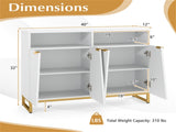 White Modern Sideboard with Irregular Doors & Golden Handles, 2 Open Shelves & Double 2-Door 64232003
