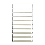 ZUN 10 Tiers Shoe Rack with Dustproof Cover Closet Shoe Storage Cabinet Organizer Beige 94352384