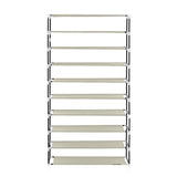 ZUN 10 Tiers Shoe Rack with Dustproof Cover Closet Shoe Storage Cabinet Organizer Beige 94352384