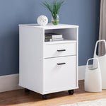 ZUN White Mobile File Cabinet, Home/Work Cabinet with Two Drawers B107130818