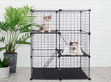 Cat Cage DIY Indoor Pet Home Small Animal House Detachable Playpen with 3 Doors 3 Tiers for Kitten 93791936