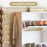 Mid-Century Narrow Design Tipping Bucket Shoe Cabinet with 4 Flip Drawers, Elegant Entryway Shoe N721P288701K