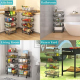 5 Tier Fruit Basket for Kitchen Organizers and Storage, Stackable Metal Wire Basket Stand Cart with 24612789