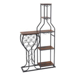 ZUN 11 Bottle Wine Bakers Rack, 5 Tier Freestanding Wine Rack with Hanging Wine Glass Holder and Storage 33927187