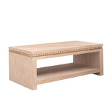 Modern Wood Coffee Table with Beaded Trim 47" Rectangular Coffee Table with Open Storage Shelf, W2729P298164
