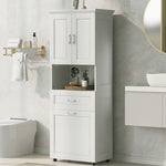 ZUN Tall Bathroom Cabinet with Laundry Basket, Large Space Tilt-Out Laundry Hamper and Upper WF323481AAK