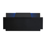 U-Can Led Coffee Table, Modern Center Table High-Gloss Finish and Glass Tabletop, Coffee Table N724P290056B