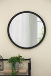 ZUN 20" x 20" Circle Wall Mirror with Wooden Frame and Black Finish, Wall Mirror for Living Dining W2078124341