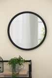 ZUN 20" x 20" Circle Wall Mirror with Wooden Frame and Black Finish, Wall Mirror for Living Dining W2078124341