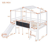 ZUN Twin Size Loft Bed with Ladder and Slide, House Bed with Blackboard and Light Strip on the Roof, WF307450AAK