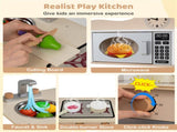 Gray Wooden Kids Play Kitchen with 13 Accessories, Pretend Cooking Set for Toddlers 3 86229535