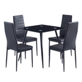 4pcs Elegant Assembled Stripping Texture High Backrest Dining Chairs BlackReplace 69148825