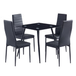 ZUN 4pcs Elegant Assembled Stripping Texture High Backrest Dining Chairs Black（Replace 69148825