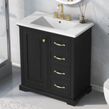 ZUN 30" Bathroom Vanity with Sink, One Package, Black Bathroom Cabinet with Drawers, Solid Frame and MDF N725P192829B