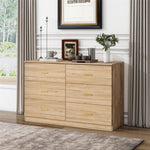 ZUN Modern Natural 6-Drawer Dresser for Bedroom - Ample Storage Wide Chest of Drawers, Sturdy & Safe W1785P178138